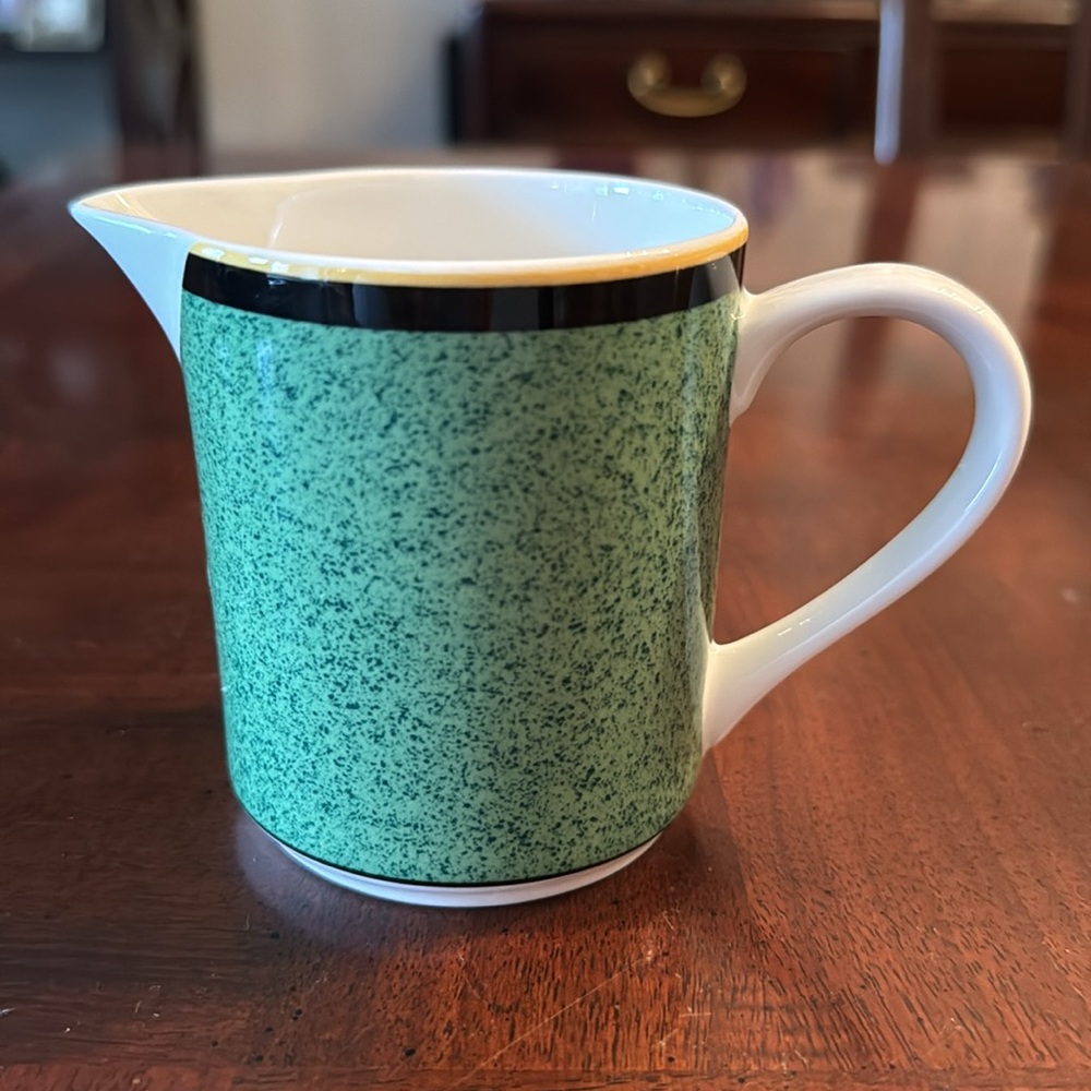Victoria & Beale Porcelain Primary Mix Creamer Green with black band